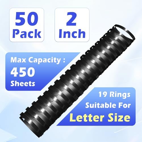 TOTiyea 50 Pack 2" 19 Ring Plastic Binding Combs,450-Sheet Letter Size - Image 2