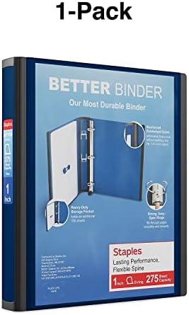 Staples Better View 1-Inch D-Ring Binder, Blue, Clear Overlay - Image 6