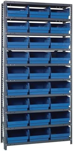 Quantum Storage Systems 1875-210BL Store More Steel Shelving Unit with 6" Shelf Bins, 18" D x 36" W x 75" H, Blue by QuantumStorageSystems