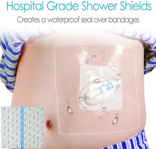 Waterproof Dialysis Catheter Shower Cover Large Coverage Shields for Peritoneal Dialysis Port Accessories PD Chest Catheter Central PICC Line Feeding Tube 12"x12"(Pack of 25) - Image 4