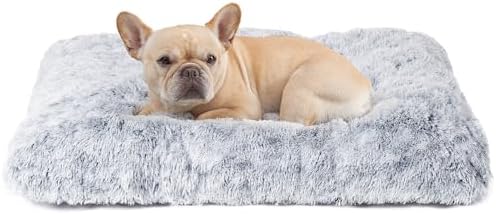 EHEYCIGA Fluffy Dog Crate Bed for Medium Dogs, Plush Crate Pad, Grey by EHEYCIGA