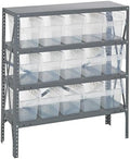 Quantum Storage Systems 1239-SB802CL Solid Heavy Duty 4 Shelves 15 Store-MAX Clear Bins 39" H x 36" W x 12" D by QuantumStorageSystems