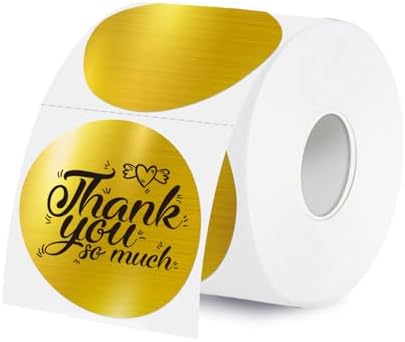 2 Inch Holographic Thermal Labels,Gold Round Thermal Printer Labels,Printable Round Thermal Printer Labels Self-Adhesive Direct Thermal Label(300 Labels/Roll Gold) by Unknown