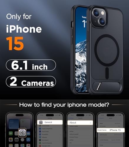 Temdan Magnetic Compatible with iPhone 15 Case, [Built-in Invisible Kickstand][Compatible with MagSafe] [Military Grade Shockproof] Slim Translucent Matte Phone Case for iPhone 15 6.1" - Image 2