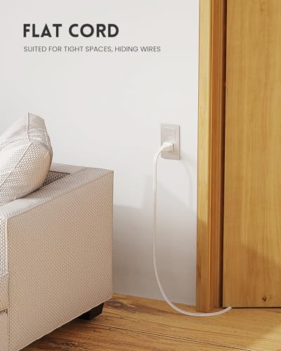 PLUGTUL Indoor Extension Cord 3 FT | 2 Prong White Extension Cord, 3 Polarized Outlets with Safety Cap Protect for Home Office, 16/2 SPT-2 ETL Listed, 3 Pack - Image 6