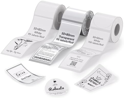 NIIMBOT Thermal Label Kit, Include 50×80mm, 50×80mm Clear, 50×50mm Round by NIIMBOT%C2%AE