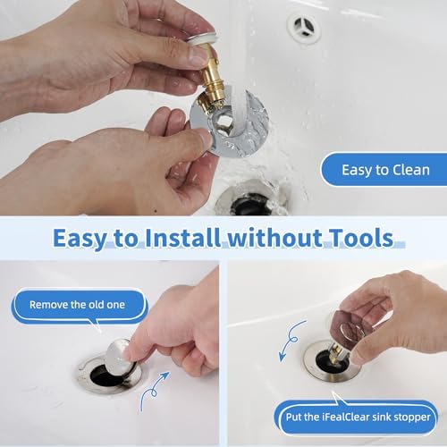 Universal Metal Bathroom Sink Stopper, Drain Strainer Hair Catcher, Chrome - Image 6