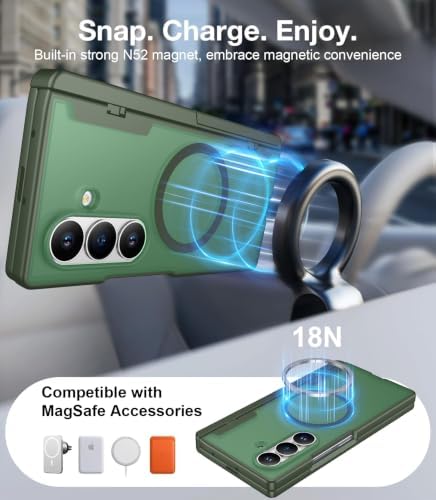 Temdan for Samsung Galaxy Z Fold 8 Ultra Case,[Compatible with MagSafe][Built-in HD Screen Protector & Kickstand][Hinge Protection] Translucent Matte Shockproof Phone Case for Z Fold 8 Ultra,Green - Image 5