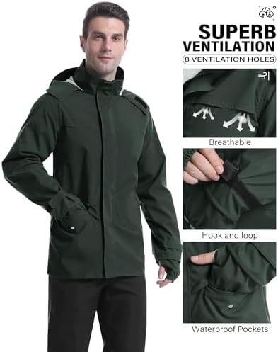 iCreek Rain Suit Waterproof Breathable Lightweight 2-Piece Rain Gear Unisex - Image 2