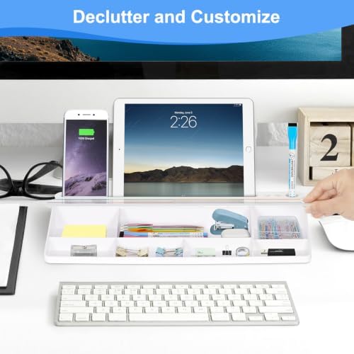 Desktop Glass Whiteboard with Storage, Weekly Calendar Desk White Board - Image 4