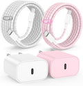 20W USB C Fast Charging for iPhone 17 Air/16/15 Pro Max,2Pack Colorful Mixed Charger Block with Braided Long USB C to C Cables (6/10ft) Compatible with iPhone16/15 Pro/15 Plus/iPad Pro by Hzevn