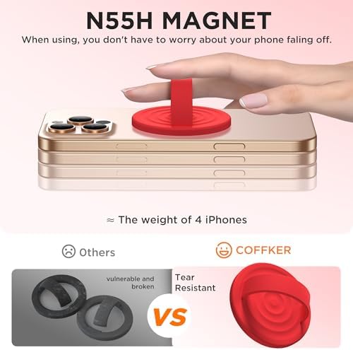 Magnetic Phone Grip for MagSafe, Silicone Ring Grip, Red - Image 5