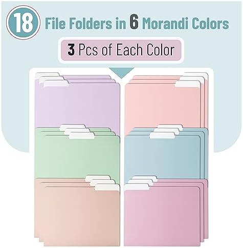 Mr. Pen- File Folders, 18 Pack, Morandi Colors, 1/3-Cut Tab - Image 2
