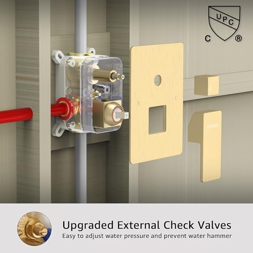 12" Brushed Gold Luxury Rainfall Shower System with Handheld & Valve - Image 5