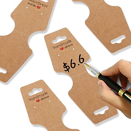 200PCS Bracelet Display Cards Necklace Holder Cards Self Adhesive Jewelry Packaging Selling Card for Small Business (Brown, 1.8x4.7 inches) - Image 3