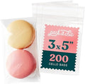 3x5 Self Sealing Cellophane Bags (200 Pack) - Clear Cookie Bags With Seal by PackItChic