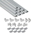 D-Line 157in Cord Cover Kit, Self-Adhesive Wire Hiders, Cable Raceway to Hide Wires on Wall, Electrical Cable Management - 10x 15.7 Lengths & 19 Accessories - 1.18" (W) x 0.59" (H) - Gray by D-LineUSAinc