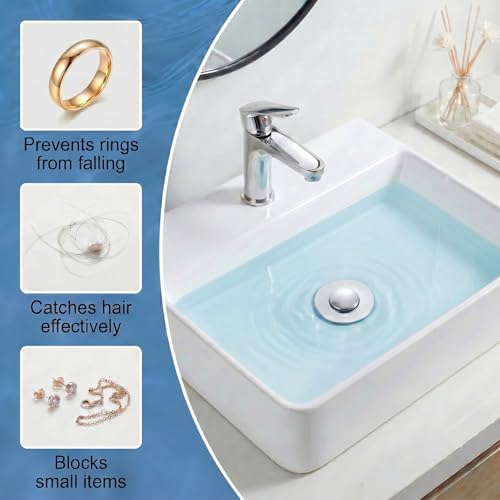 2PCS Bathroom Sink Drain Strainer, Pop-up Stopper Hair Catcher with Stainless Steel Filter Basket, Universal Replacement Drain Plug for Bathroom Sinks - Image 5