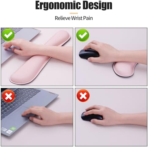 Bloss Large Desk Pad and Keyboard Wrist Rest, Large Mouse Pad + Keyboard Pad+Mouse Wrist Support, Non-Slip Desk Mat Protector for Office, Home (35.4×15.7 Inches,Pink) - Image 6