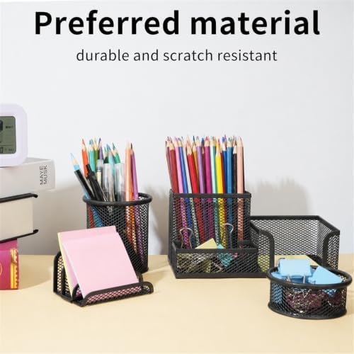 6 Pack Mesh Metal Desk Organizer Office Stationery Storage Set - Image 2