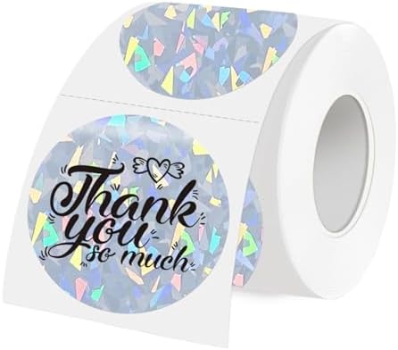 3 Inch Holographic Thermal Labels,Round Thermal Printer Labels,Waterproof Thermal Printer Stickers for DIY Logo Design,Name Tag,QR Code,Thanks Card 150 Labels/Roll (Glass Fragments) by Unknown
