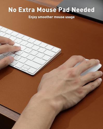 Aothia Faux Leather Desk Mat - Large Mouse Pad, Non-Slip PU Leather Blotter, Waterproof Writing Surface for Office and Home (Brown, 40" x 24") - Image 4