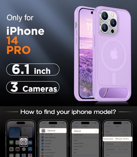 Temdan Magnetic Compatible with iPhone 14 Pro Case, [Built-in Invisible Kickstand][Compatible with MagSafe] [Military Grade Shockproof] Slim Translucent Matte Phone Case for iPhone 14 Pro 6.1" - Image 2