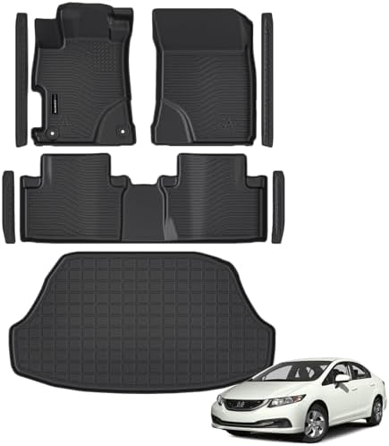 AUXKO Floor Mats Cargo Mat Door Sill for Honda Civic Hybrid Sedan 2012-2015 by AUXKO