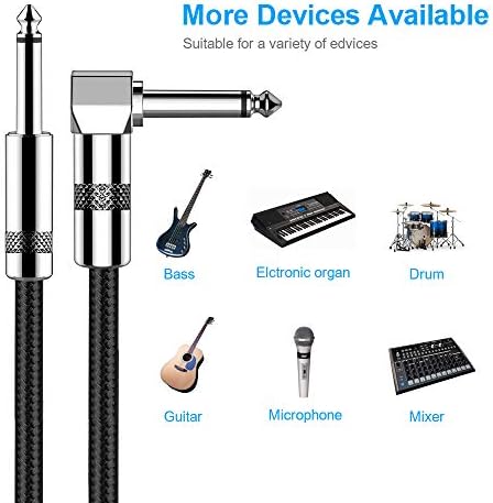 New Bee Guitar Cable 6ft Electric Instrument Cable Bass AMP Cord for Electric Guitar, Bass Guitar, Electric Mandolin, Pro Audio (Right Angle to Straight, Black) - Image 2