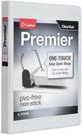 Cardinal 3 Ring Binder, 1 Inch Premier Easy Open Binder, ONE-Touch Locking Slant-D Rings, 250-Sheet Capacity, ClearVue Cover, PVC-Free, White (10300CB) by TOPSProducts