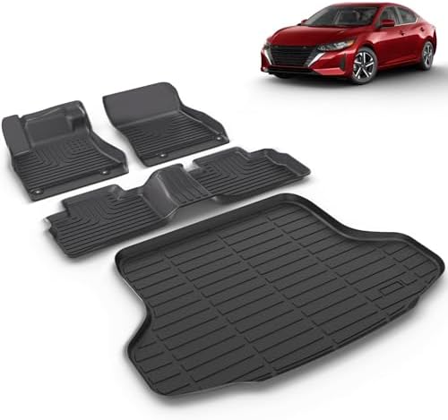All Weather Car Floor Mats & Cargo Liner Set Fit for Nissan Sentra 2020 2021 2022 2023 2024 2025 2026 Floor Liners Trunk Liner Sentra Cargo Mat Accessories Black by VOUKIY