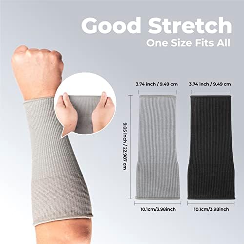 OriStout Cut Resistant Work Sleeves with Tumb Hole, Black and Grey, 4 Pairs - Image 3