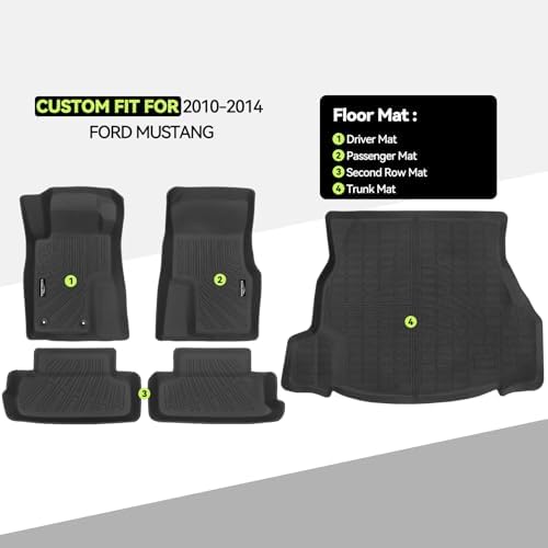 All Weather TPE Floor Mat Set for 2010-2014 Ford Mustang - Image 2