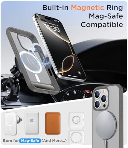 Temdan Magnetic Compatible with iPhone 16 Pro Max Case, [Built-in Invisible Kickstand][Compatible with MagSafe] [Military Grade Shockproof] Slim Translucent Matte Phone Case for iPhone 16 Pro Max 6.9" - Image 4