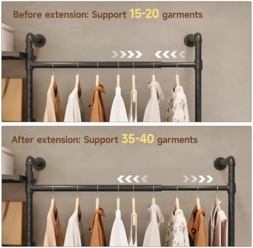 ONBRILL T1 Wall Mounted Closet System with 6 Wood Shelves & 4 Hanging Rods - Image 4