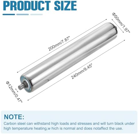 MECCANIXITY Stainless Steel Conveyor Roller 2" Diameter 8" Length Gravity Transmission Replacement Part Galvanized End (Silver) - Image 2