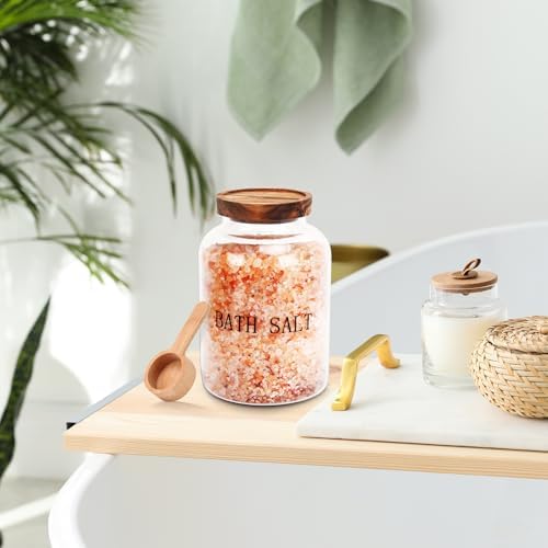 BKYFPQ 74 oz Bath Salt Container with Wooden Lid and Scoop - Image 3