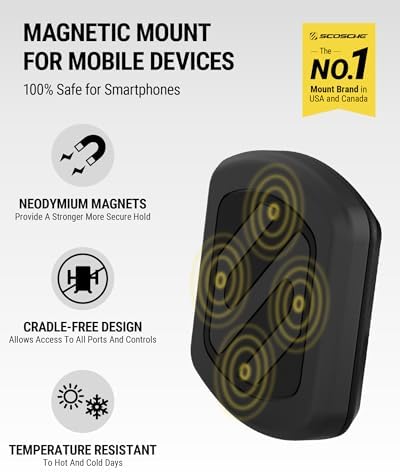 Scosche MAGKIT MagicMount Magnetic Car Phone Mount for Dashboard, 360° Adjustable Magnet Head, Universal Cell Phone Holder for Car, Compatible with iPhone, Samsung, and All Devices (Pack of 2) - Image 2