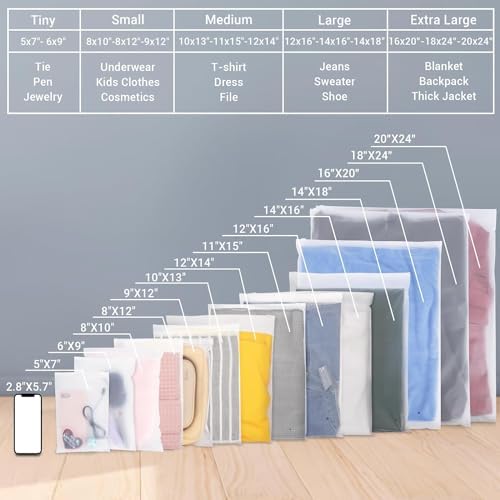 Clear Zipper Bags for Clothes, 25 Pcs 12x14 inch, with Vent Holes - Image 7