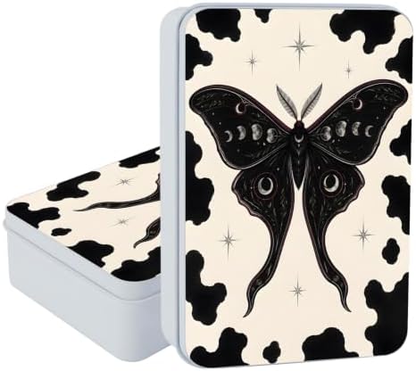 Midnight Moth Cow Metal Tin Box with Lid,Storage Container by Unknown