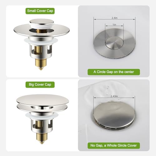 Universal Bathroom Sink Drain Stopper Strainer, 2PCS, Brushed Nickel - Image 5