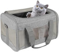 Cat Carrying Case - Pet Carrier Airline Approved, Protable and Breathable Pet Travel Carrier Removable Fleece Pad, Collapsible Cat Carrier Dog Carrier for Medium Cats Small Cats Dogs (17*11*11 grey) by home