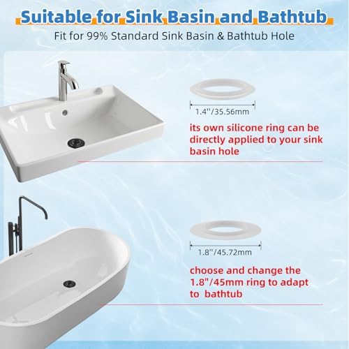 Universal Bathtub Drain Stopper, 2PCS Metal Shower Hair Catcher, Matte Black - Image 2