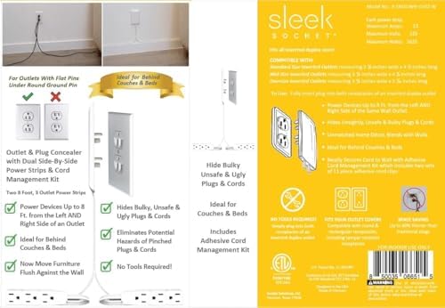 Sleek Socket Original and Patented Flat Ultra-Thin Outlet Concealer with EXTENSIO - Image 6