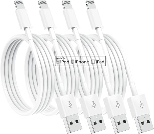 Susnwere 4 Pack [Apple MFi Certified] Apple Charging Cables 6ft, iPhone Chargers, Lightning Fast iPhone Charging Cord for iPhone 12/11/11Pro/11Max/ X/XS/XR/XS Max/8/7, ipad(White) by Susnwere
