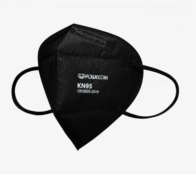 POWECOM KN95 Respirator Face Masks (10 Pack) | Black | Earloop Style - Image 2