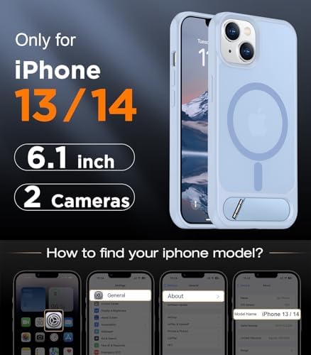 Temdan Magnetic Compatible with iPhone 14 Case/iPhone 13 Case,[Built-in Invisible Kickstand][Compatible with MagSafe][Military Grade Shockproof] Slim Translucent Matte Phone Case for iPhone 14/13 6.1" - Image 2