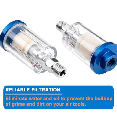 Air Dryer & Water Oil Separator for Compressor, 1/4'' NPT Inline Moisture Filter for Spray Paint Guns, Pneumatic Tools & Air Line (2 Pack) - Image 6