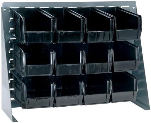 Quantum Storage Systems QBR-2721-230-12BK Ultra Bin Complete Bench Rack Package with 12 Ultra Bins, 27" x 8" x 21" , Black by QuantumStorageSystems