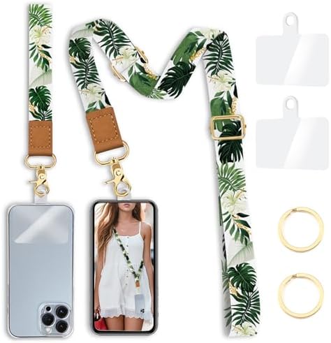Yonlevres Phone Lanyard Crossbody Strap Wrist Neck Adjustable Women Leaf by Yonlevres